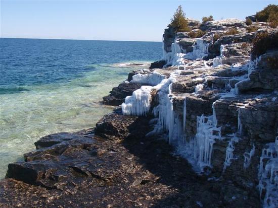 Ice on rocks